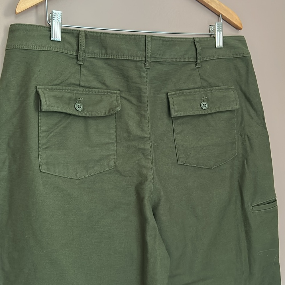 J.Crew Green Wide Leg Cargo Sateen Cotton High Rise Size 14 - Picture 5 of 11